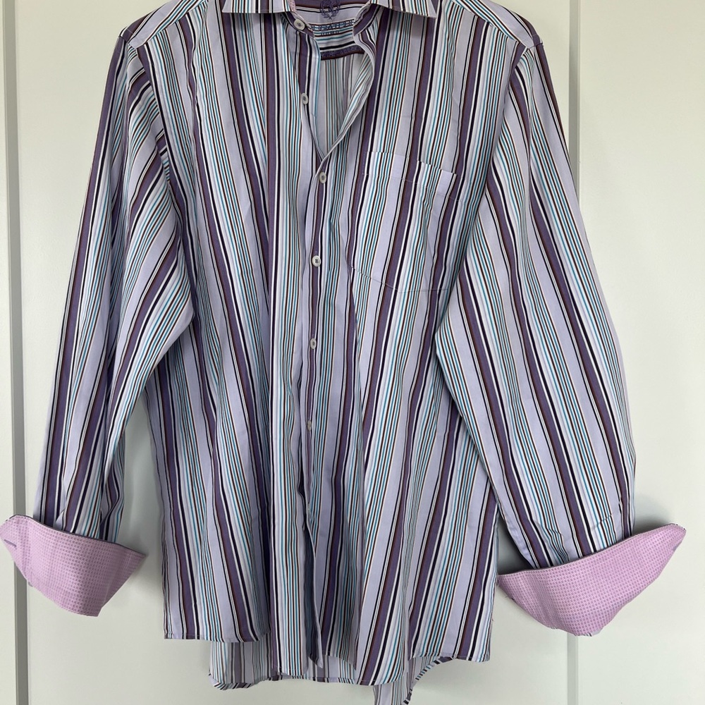 Striped Purple and Blue Men's Shirt